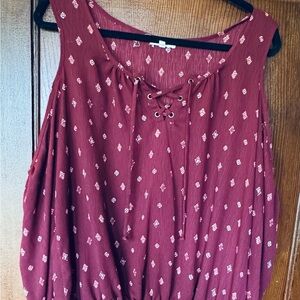 Maurices Red and White Sleeveless Relaxed Tank Top